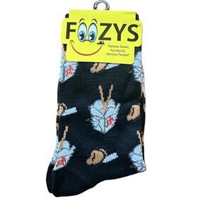 NWT Foozys Black Novelty Chinese Takeout Box Print Socks Women's One Size